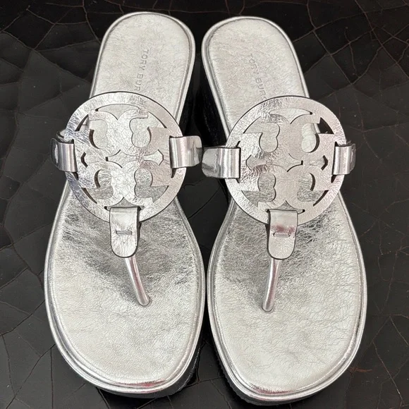 Tory Burch Silver Miller Platform Sandals - Picture 2 of 4